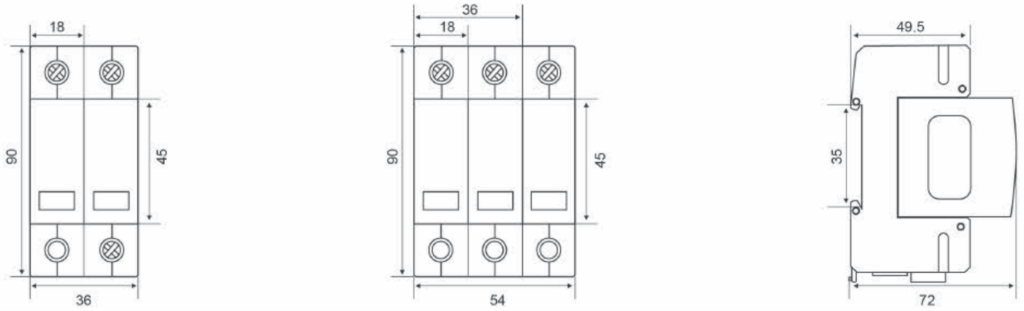 Suntree DC SPD SUP2H6-PV 20-40kA 2P 600VDC T2 Suntree DC SPD SUP2H8-PV 20-40kA 2P 800VDC T2 Suntree DC SPD SUP2H1-PV 20-40kA 3P 1000VDC T2