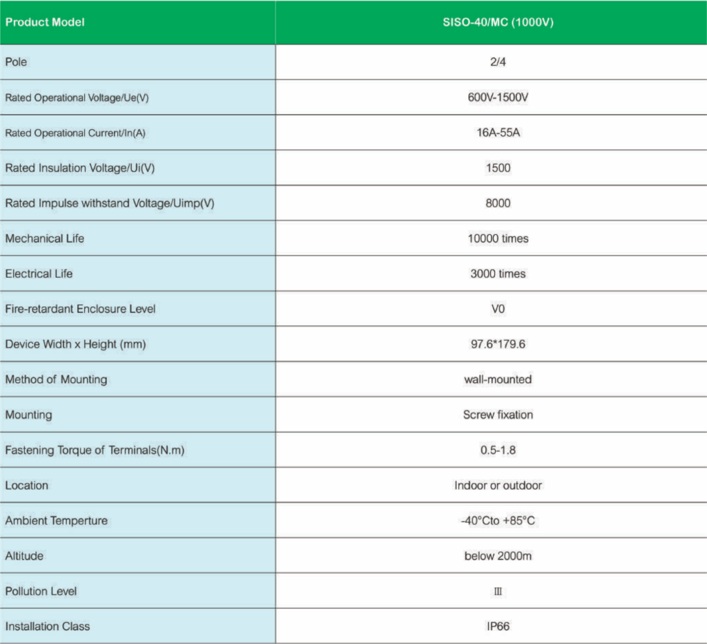 Suntree Isolator Switch SISO-40 10-40A 4P 1000VDC