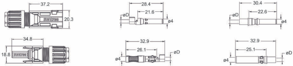Suntree MC4 Connector PMCN40 Copper sheet open 1500VDC (4 mm2, 6mm2)